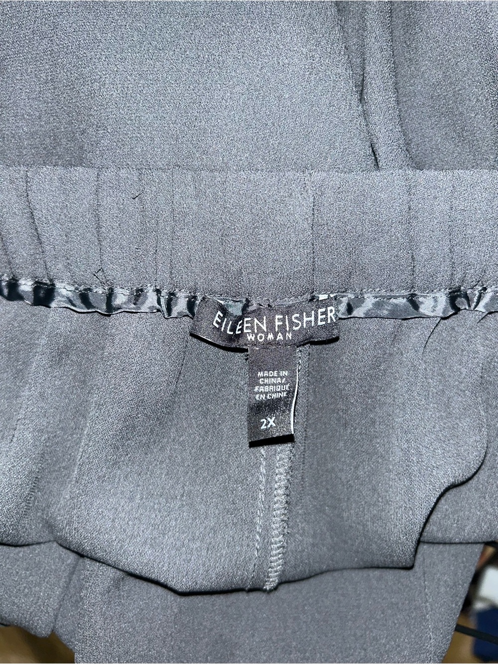NEW Eileen Fisher Women's Charcoal 100% Silk Elastic-Waist Pull-On Pants Sz 2X - Picture 5 of 6